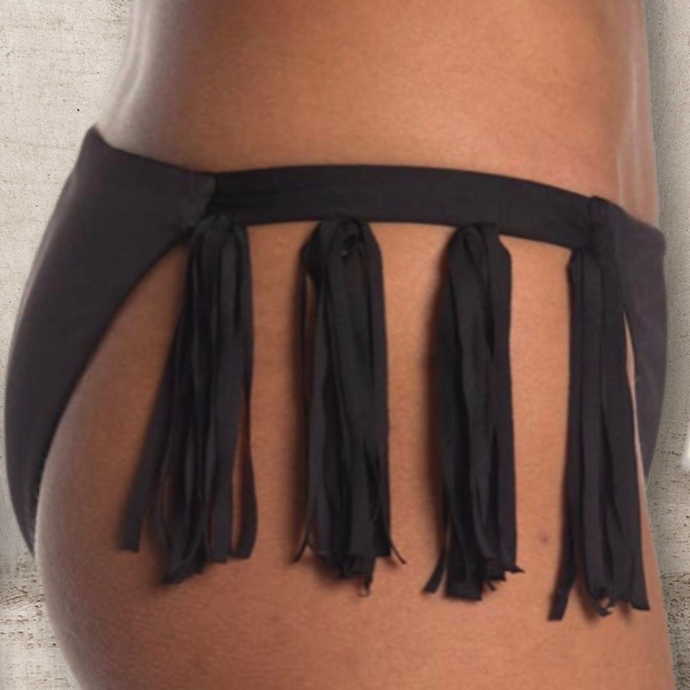 Bikini Lab Black Fringe Bikini Bottom Tassels Swimwear Size XS NWT - Picture 5 of 10